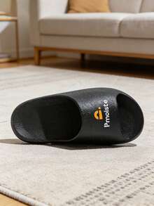 Pmoiste 男女通用加宽加厚家居拖鞋，舒适浴室拖鞋，黑色，夏季款 - 黑色 - 查看 3