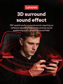 Lenovo GT103 Stylish Bluetooth Headphones, Gaming Headset With 360° Surround Sound, Bluetooth 6.0 Low Latency, Long Gaming & Music Playtime, Silicone Earbuds For Comfortable Wireless Earphones, Compatible With Smartphones & Computers, Great Gift - White - View 6