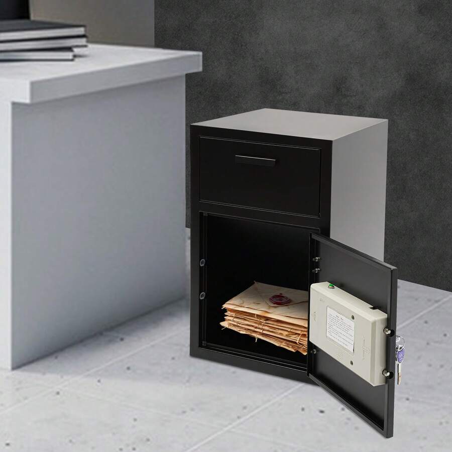kangten 2.6 Cub Drop Box Money And Mail Box Sturdy Steel Fireproof Drop Slot - A - View 1