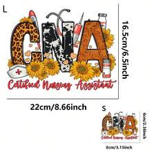 1pc/2pcs/3pcs CNA Letter Sunflower Pattern Heat Transfer Stickers, Suitable For DIY T-Shirt, Jeans, Pillow, Backpack, Hat And Sofa Cover, Waterproof, Fade-Resistant, Washable Plastic Stickers, Fun Pattern, Fabric Decoration, Clothing Embellishment, Craft Hobby - L - View 3