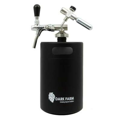'Single Walled' Blk 5L Mini Keg With Fixed Tap, Flow Control And CO2 Valve