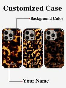 Customized Leopard Print Letter Slogan 2-In-1 Glossy Filmstrip Hard Phone Case, Compatible With IPhone 11/12/13/14/15/16 17 Pro Max - Multicolor - View 1