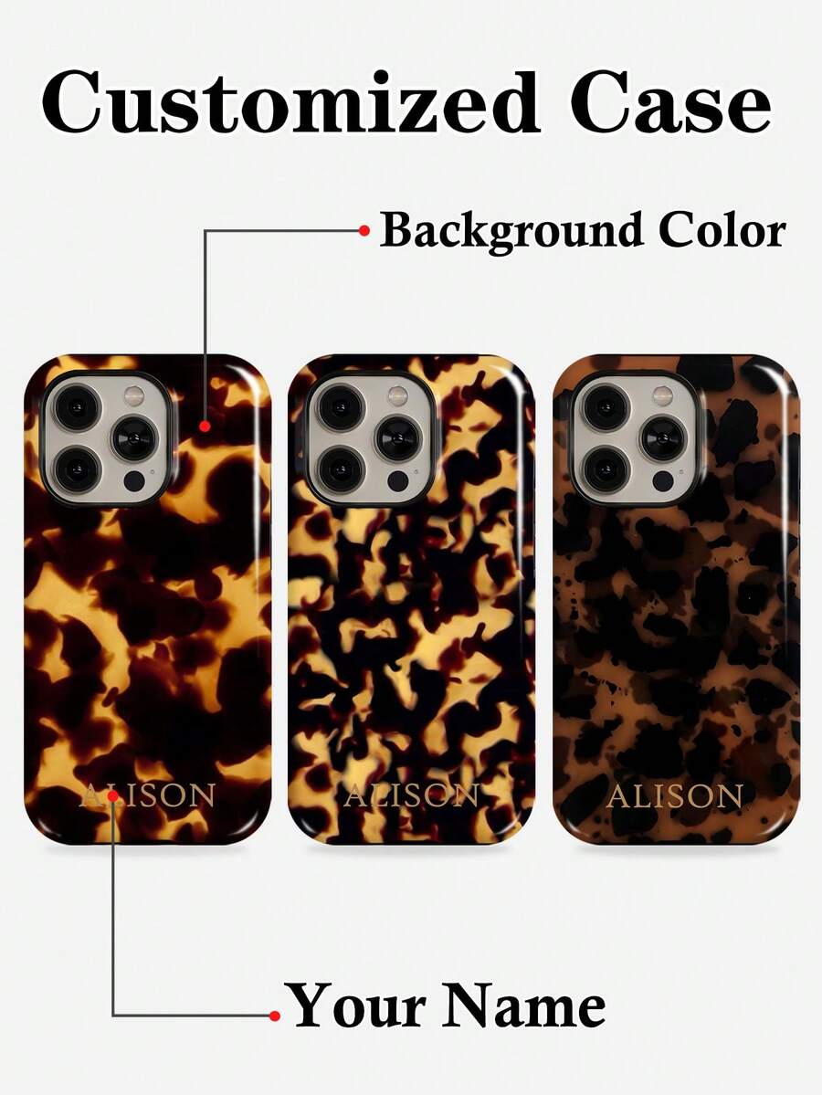 Customized Leopard Print Letter Slogan 2-In-1 Glossy Filmstrip Hard Phone Case, Compatible With IPhone 11/12/13/14/15/16 17 Pro Max - Multicolor - View 1