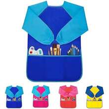 Kids Art Smock, Toddler Painting Smock,Waterproof Long Sleeve Kids Art Apron - Blue - View 1