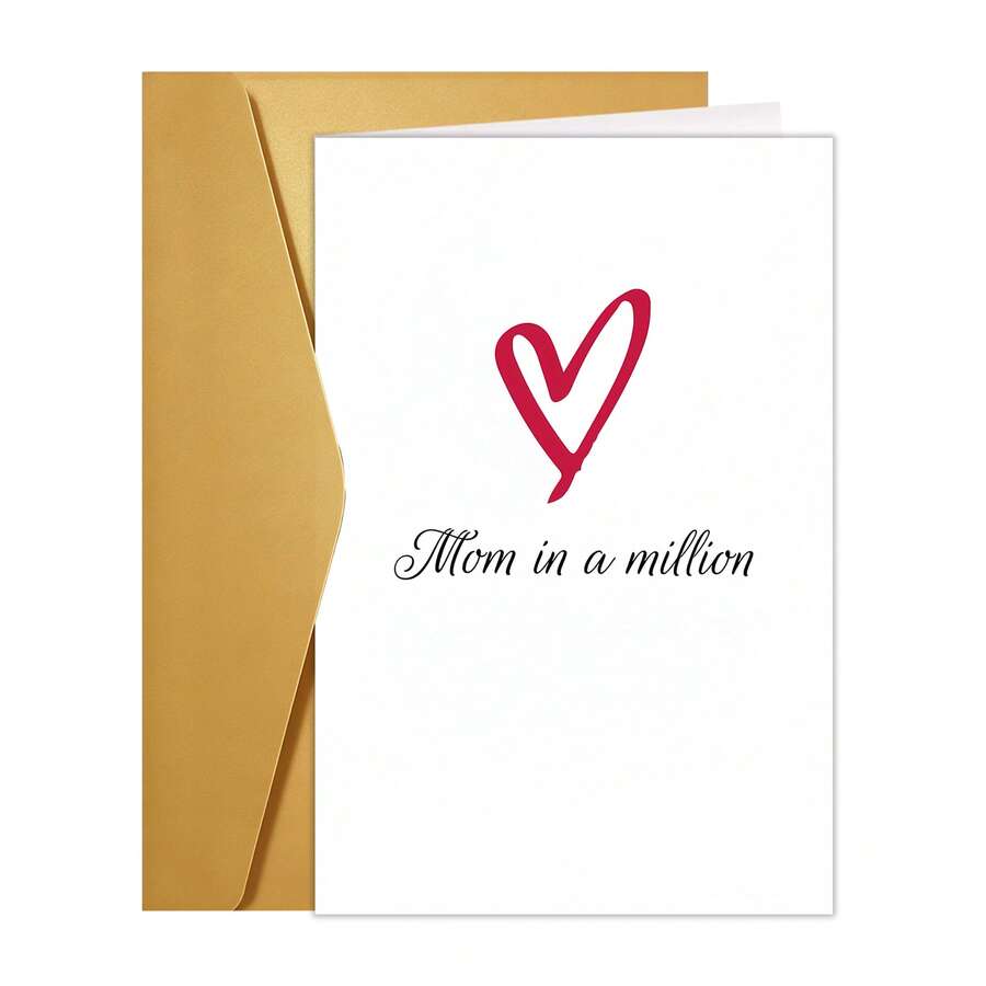 1张趣味母亲节贺卡，“百万分之一的妈妈”，母亲节快乐贺卡，送给女性的礼物，来自女儿和儿子的甜蜜母亲节贺卡