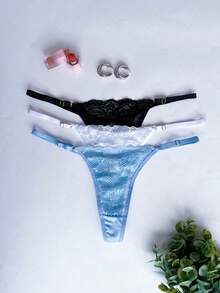 Set Of 10 Lace Panties With Adjustable Double Thong, Sensual Lace Lingerie, Women's Intimate Apparel, Wholesale - Nhiều màu - Xem 5