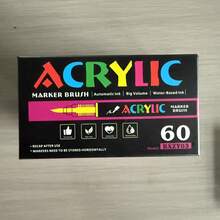 168/120/80/60色丙烯马克笔，软头彩色笔，学生美术用品，学生艺术专业绘画、岩石画、木头、石头、玻璃、陶瓷、织物绘画、DIY工艺品、返校季、圣诞礼物，12/24/36/48支装 - 黑色 - 查看 10