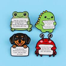 1枚励志动物语录珐琅胸针，独特翻领别针 - 可爱徽章，可别在背包和衣服上 - 彩色 - 查看 5