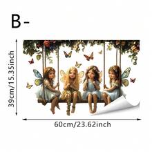 1/2 Stück Pastoraler Fairy Fensteraufkleber, Fairy schwingt mit Schmetterling Muster PVC doppelseitiger statischer Haftaufkleber Glasfensterfolie, abnehmbar ohne Rückstände, geeignet für Wohnzimmer Terrasse Fenster, Geschäftsausstellung, Party Dekoration - Fee - Übersicht 13