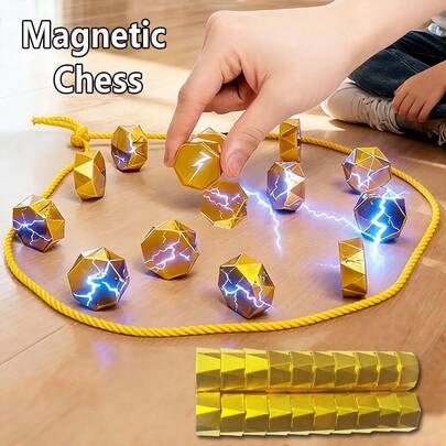 Juego de ajedrez magnético, un emocionante juego magnético perfecto para noches de juegos familiares, es un divertido juego de dos jugadores adecuado para niños. Incluye 1 cuerda, 20 imanes y una bolsa de transporte, convirtiéndolo en un excelente regalo de Navidad o Año Nuevo para niños.