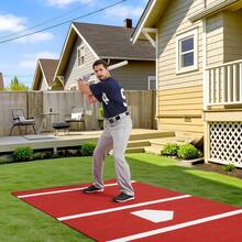 ShiningLove Baseball Hitting Mat With Home Plate, 11mm Thick Turf & Non-Slip Base For Indoor/Outdoor Training - Red 12x6ft - View 6