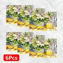 1pc/4pcs/6pcs Lemon Pattern Printed Linen Placemats, Suitable For Dining Table, All Season Decor, Modern Washable Table Mats, Room Decor, Coasters, Kitchen Dining Mats, Indoor Outdoor Party Decoration, Home Decor, Ideal Gift - Multicolor - View 16