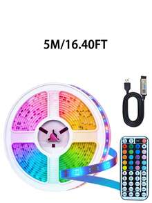 Tira de luces LED inteligente, luces LED que cambian de color con control remoto de 44 teclas, controladas por aplicación, adecuadas para la decoración de la sala de estar, la decoración de Halloween, sincronización con música, aplicables para la decoración del hogar, el dormitorio, la cocina, la televisión, la fiesta de vacaciones, la decoración navideña, los regalos navideños para el hogar, la decoración navideña - luz de color - Ver 16