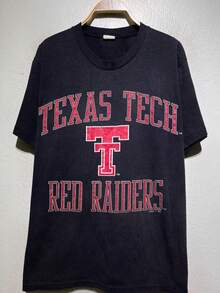 Vintage 90s Texas Tech Red Rai Ders College University Sports Alumni Fan Apparel Athletic N CCA Black - màu đen - Xem 1