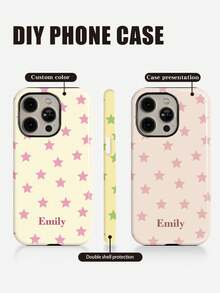 Customized Minimalist Star & Letter Slogan 2-In-1 Glossy Filmstrip Hard Phone Case, Compatible With IPhone 11/12/13/14/15/16 17 Pro Max - Multicolor - View 5