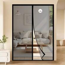 Cortina de puerta de fibra de vidrio negra anti-mosquitos para verano, partición de adsorción magnética de alta densidad, sin necesidad de perforación, anti-arañazos de gato/perro, cortina anti-mosquitos, cortina de puerta de malla para decoración del hogar - Fibra de vidrio negra - Ver 19