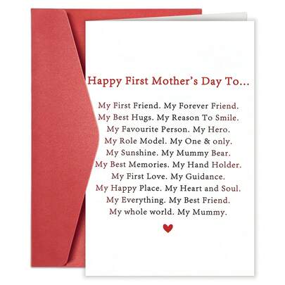 1pc First Mothers Day Card For Mom, New Mummy Card, Happy 1st Mother's Day Card Gift For Her, Sweet First Mothers Day Gift From Mom Dad Parent