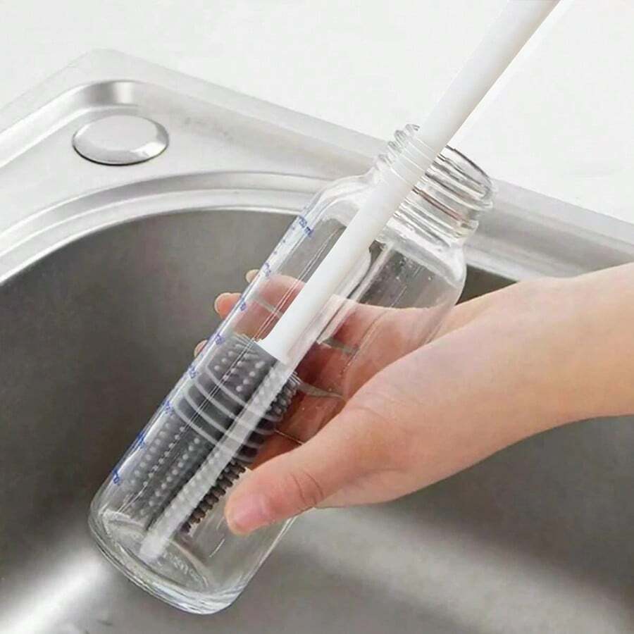 1/2pcs Silicone Cup Brush, Long Handle Glass Cleaning Tool For Beverage, Wine Bottle, Glass Cup, Plastic Cup - Classic - View 1