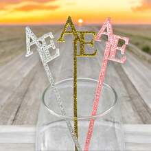 10/30/50pcs Customized Name Stir Sticks, Personalized Acrylic Drink Stirrers, Single Letter Cocktail Stirrers For Wedding & Party - Multicolor - View 10