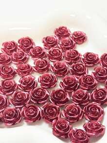 新款复古红色亮面树脂玫瑰DIY手工耳环、手机壳、发夹材料批发 - 彩色 - 查看 1