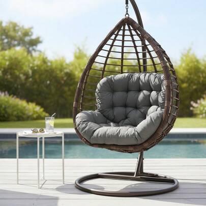 Doppel Hängekorb Stuhl Kissen, Schaukel Vogelnest Rattan Stuhl Kissen, wasserdichtes Eierstuhl Ersatzkissen,PP-Baumwollpolster, 2-Sitzer-Schaukelstuhlkissen für Terrasse, Garten, Balkon 150*100cm