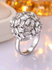 1枚奢华全镶钻球形戒指，闪耀长方形立方氧化锆，高端独特设计珠宝，适合日常佩戴和聚会场合。 - 戒指 - 查看 15