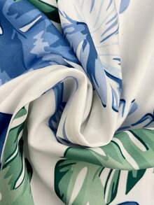 Đầm sơ mi dài tay in họa tiết nhiệt đới dành cho nữ - Kiểu dáng nghỉ dưỡng, cài cúc, nền trắng với họa tiết lá xanh lam, chất liệu polyester nhẹ, lý tưởng cho kỳ nghỉ xuân/thu, áo khoác ngoài đi biển | Đầm maxi in họa tiết nhiệt đới | Đầm sơ mi chất liệu mềm mại, đầm đi biển - Nhiều màu - Xem 5