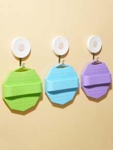 1/2pcs New Polygon Silicone Bath Brush, Portable Hanging Hexagon Silicone Shower Brush - Multicolor - View 8