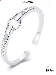 1 pièce Bague géométrique creuse minimaliste en argent sterling S925, convient aux petites filles, aux faveurs de fête, aux récompenses en classe, aux cadeaux d'anniversaire - géométrie - Voir 10