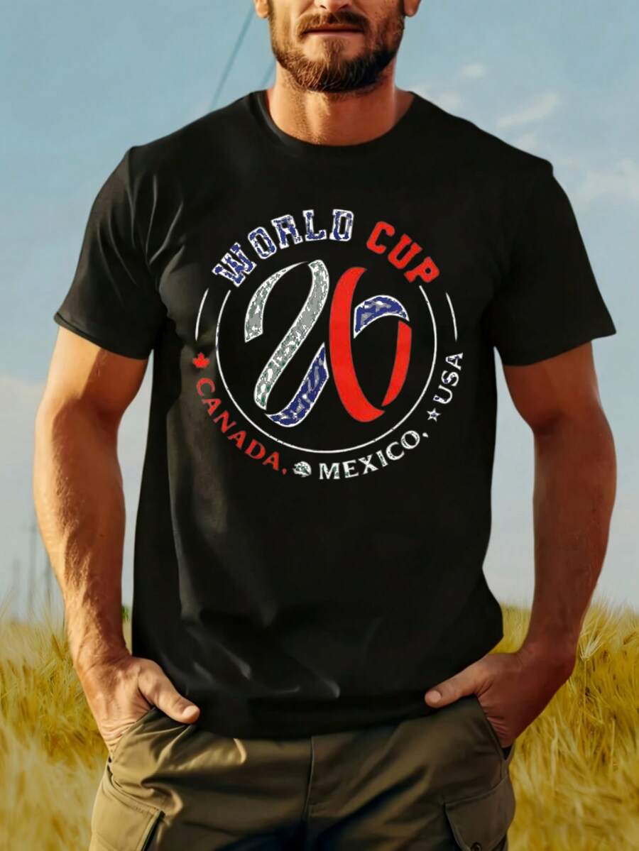 World Cup 2026 Shirt, World Cup 2026 Fan Shirt, Vintage Style World Cup 2026 Top - 黑色 - 查看 1