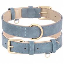 1 pieza Collar de perro de material de PU, suave y cómodo, ajustable, disponible en colores azul, marrón y rojo rosa - Azul - Ver 5