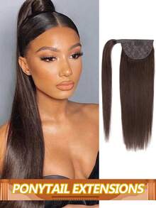 Alipretty #4 Brown Straight Human Hair Ponytail Extensions, Natural Brazilian Lace Clip-In Ponytail For Women - S4 - View 1