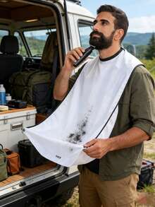 Men's Shaving Apron, Face Hair Trimming Apron With Transparent Suction Cup Beard Catcher Cape, Beard Styling Pouch, Anti-Splash Beard Shaving Cloth, Men's Bathroom Shaving Accessories - One Size Fits All - View 4