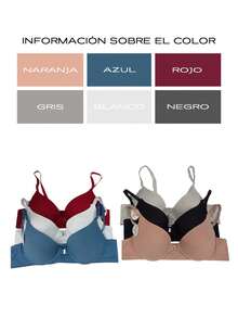 6Pzs Sujetadores B cup Push-Up Sin Costuras con Encaje, Detalles de Lunares - Sujetadores Cómodos y Deportivos para Tallas Grandes y Pequeñas - 3301-6 piezas - Ver 2