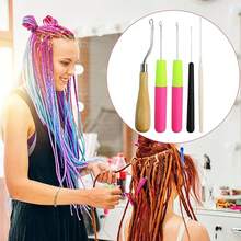 9 Pcs Bent Latch Hook Set Crochet Needle Dreadlocks Tool Knitting Crochet Hooks Hair Extensions Tool For Braiding - Multicolor - View 3