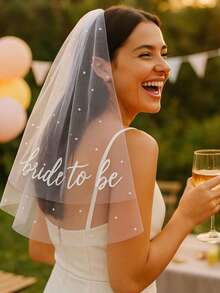 1 件装新娘短款头纱，珍珠新娘头纱带梳子，适合新娘、单身派对、教堂婚礼、伴娘佩戴，手工单层白色仿珍珠头纱，秋季女装配饰，情人节配饰，准新娘头纱发箍带梳子，婚礼新娘头纱，单身派对配饰，新娘送礼会装饰，订婚礼物 - 彩色 - 查看 1