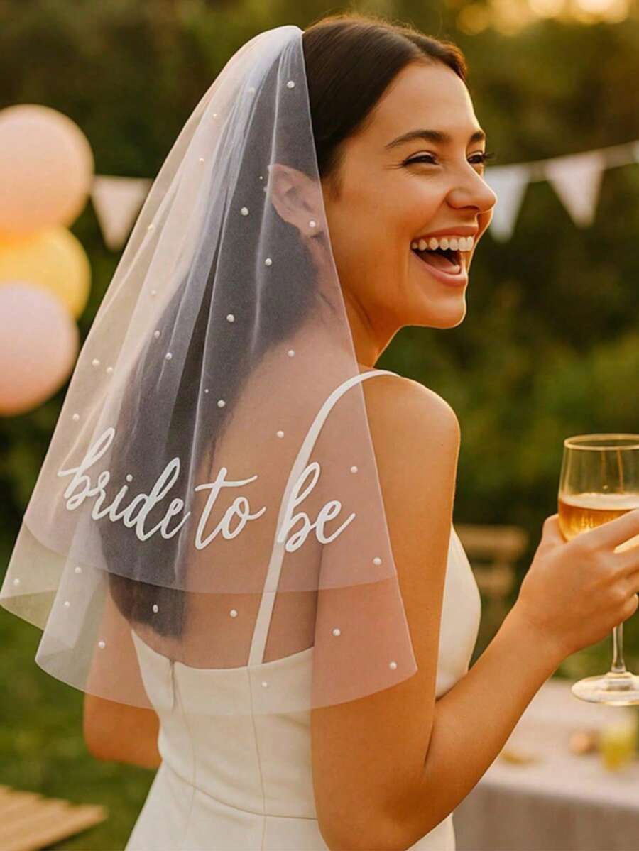 1 件装新娘短款头纱，珍珠新娘头纱带梳子，适合新娘、单身派对、教堂婚礼、伴娘佩戴，手工单层白色仿珍珠头纱，秋季女装配饰，情人节配饰，准新娘头纱发箍带梳子，婚礼新娘头纱，单身派对配饰，新娘送礼会装饰，订婚礼物 - 彩色 - 查看 1