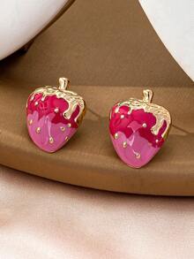 1 Pair Charming Versatile Luxurious Strawberry Earrings For Women - Multicolor - View 5