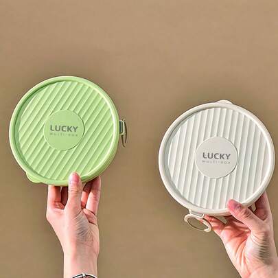 304不锈钢便携式微波炉加热午餐盒，带绳子，圆形密封防漏水果沙拉食品容器，可重复使用，可冷藏保鲜，大容量便当盒，适合学生和成人在学校、办公室、户外露营、野餐、旅行、返校等场合使用。