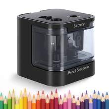 Eagle Electric Pencil Sharpener, Dual Holes Design, Battery Operated, Automatic Pencil Sharpener Suitable For Home & Office, Fits 2# Pencils And Colored Pencils (6-12mm), Black/Pink/Blue - A - View 10