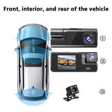 Dash Cam 1080P, Dash Cam Front And Rear, Three Lens Dashcams With Night Vision, WDR, 170° Wide Angle, G-Sensor,  Loop Recording - Black - View 4