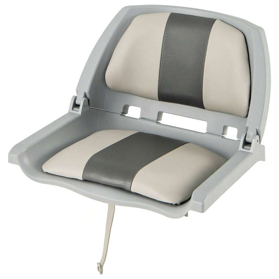 COSTWAY Folding Low Back Boat Seat With Mounting Hardware For Fishing, Grey - Grey - View 1