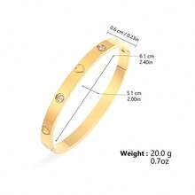 1pc Stainless Steel Four-Leaf Clover Clasp Rhinestone Bracelet, Minimalist Men's Bangle Cuff, Hip Hop Men's Jewelry, Suitable For Men's Daily Wear - Bracelet - View 5