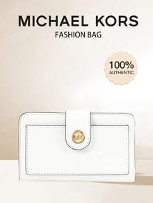 Michael Kors CHARM 女士钱包，RFID 防盗刷真皮小巧对折卡包，女士小钱包 - 白色 - 查看 1