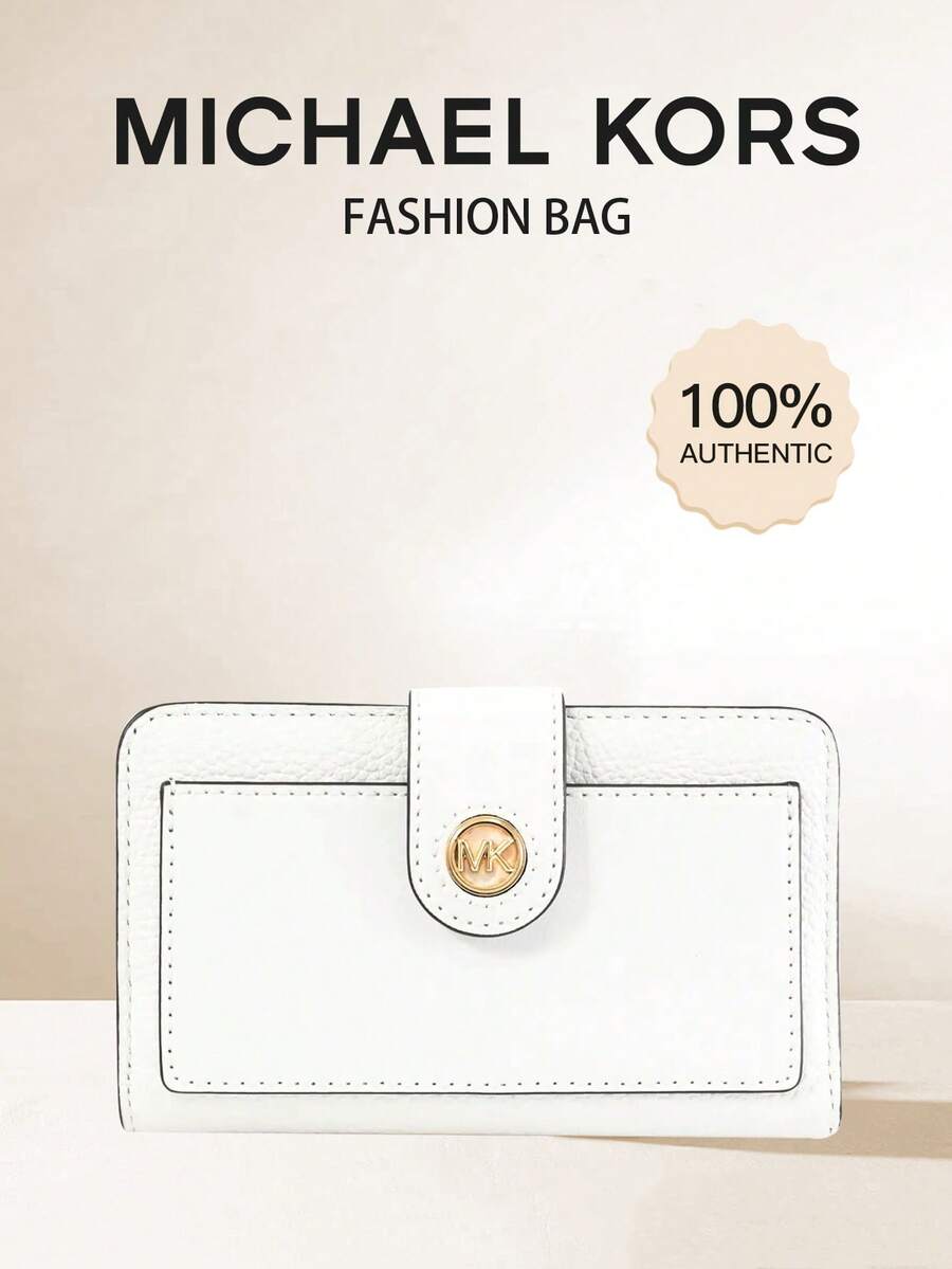 Michael Kors CHARM 女士钱包,RFID 防盗刷真皮小巧对折卡包,女士小钱包 - 白色 - 查看 1
