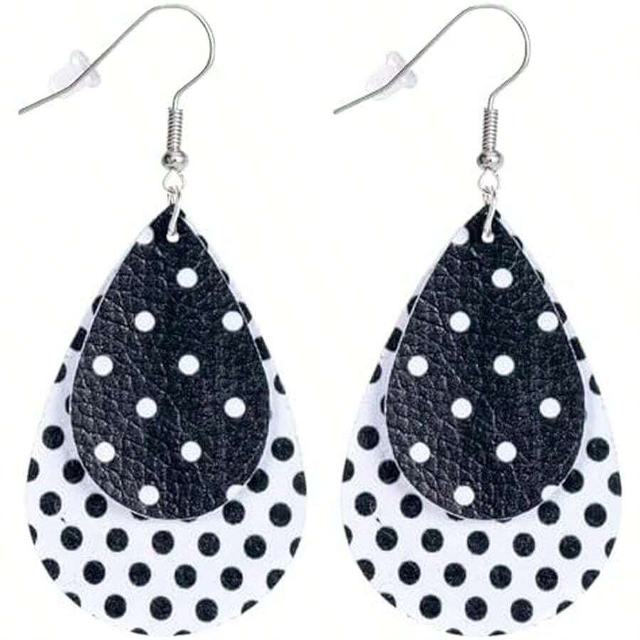 Polka Dot Earrings For Women, Festive Dangle Black And White Earring, For Various Festivals Celebration Party,  Polka Dot Dangle Fun Hook, For Jewelry Outfits Accessories - / - 查看 1