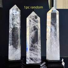 1pc Crystal Clear White Crystal Point, Polished Stone, Fragrance-Free Solid Home Decor Stone, Suitable For Valentine's Day/Anniversary - White - View 18