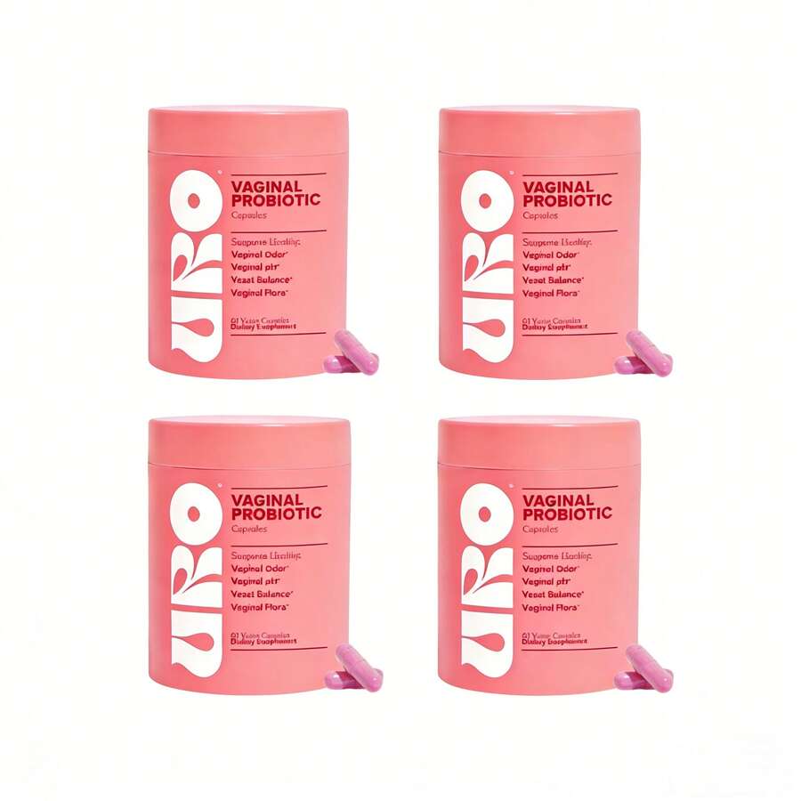 URO Set de 4 Probióticos Vaginales U RO | Kit Regalo San Valentín para Cuidado Íntimo Femenino | Equilibrio de Flora, Control de Olor y Restablece pH Íntimo | 60 Cápsulas Veganas x 4