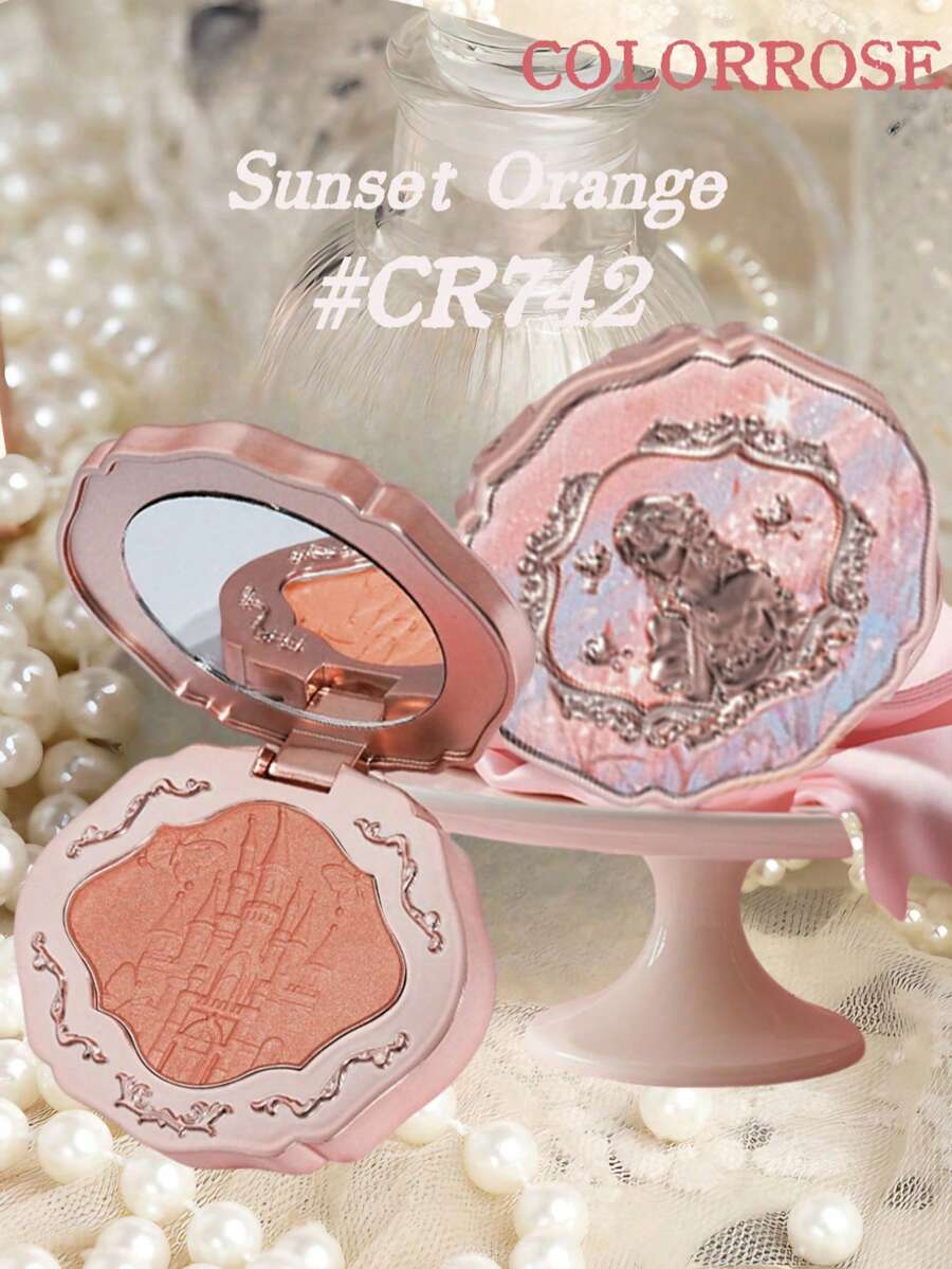 COLORROSE Bedak Perona Pipi Alami Bergaya Vintage, Perona Pipi dengan Hasil Akhir Matte Bercahaya, Ringan dan Halus Saat Digunakan, Dilengkapi Cermin, Palet Perona Pipi & Eyeshadow, Kosmetik Rias Wajah - CR742 - View 1