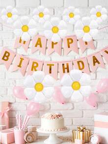 12个雏菊铝箔气球，可爱轻盈，适合生日派对、周岁生日、白色雏菊气球、向日葵铝箔气球、白色雏菊气球，也适合生日、婚礼、周年纪念、求婚、情人节装饰。 - 彩色 - 查看 5